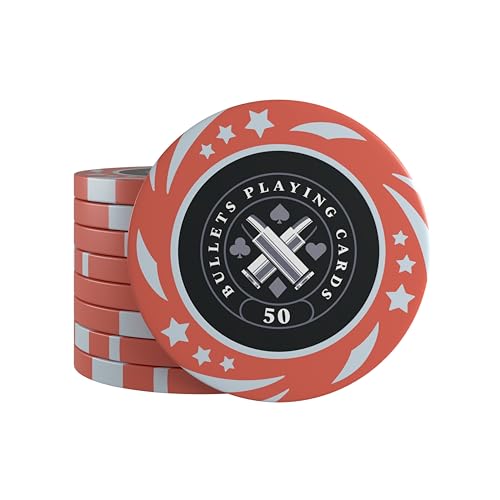 Bullets Playing Cards, 25x Kunststoff Pokerchips Janice für Pokerset, Wert 50, 4cm Durchmesser, Gewicht 11,5g Bullets Playing Cards, 25x Kunststoff Pokerchips Janice für Pokerset, Wert 50, 4cm Durchmesser, Gewicht 11,5g von Bullets Playing Cards