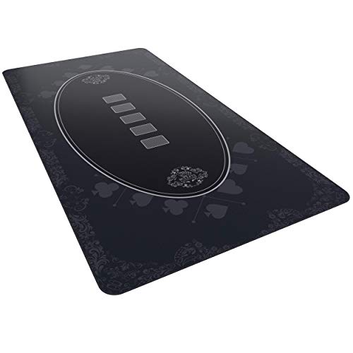 Bullets Playing Cards, Designer Pokermatte schwarz in 160 x 80cm für den eigenen Pokertisch, Deluxe Pokertuch, Pokerteppich, Pokertischauflage von Bullets Playing Cards