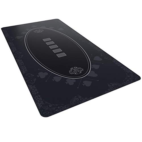 Bullets Playing Cards, Designer Pokermatte schwarz in 180 x 90 cm für den eigenen Pokertisch, Deluxe Pokertuch, Pokerteppich, Pokertischauflage … von Bullets Playing Cards