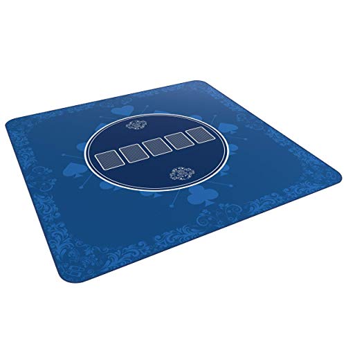 Bullets Playing Cards, Heads-Up Pokermatte Blau in 80 x 80cm für den eigenen Pokertisch, Deluxe Pokertuch, Pokerteppich, Pokertischauflage… von Bullets Playing Cards