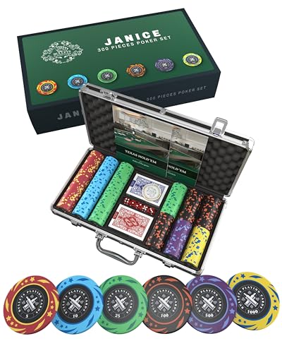 Bullets Playing Cards, Pokerset Janice, Pokerkoffer mit 300 Kunststoff Pokerchips mit Werten, inkl. Keramik Dealerbutton und Pokerkarten Bullets Playing Cards, Pokerset Janice, Pokerkoffer mit 300 Kunststoff Pokerchips mit Werten, inkl. Keramik Dealerbutton und Pokerkarten von Bullets Playing Cards