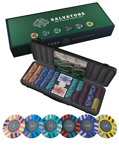 Bullets Playing Cards, Pokerset Salvatore, Pokerkoffer mit 500 Clay Pokerchips mit Werten, inkl. Keramik Dealerbutton und Pokerkarten Bullets Playing Cards, Pokerset Salvatore, Pokerkoffer mit 500 Clay Pokerchips mit Werten, inkl. Keramik Dealerbutton und Pokerkarten von Bullets Playing Cards