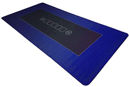Bullets Playing Cards, Profi Pokermatte Blau in 160 x 80cm eigenen Pokertisch, Deluxe Pokertuch, Pokerteppich, Pokertischauflage von Bullets Playing Cards