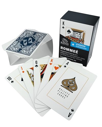 Bullets Playing Cards, Rommee Kartendeck (Französiches Blatt), Plastik, 2 Eckzeichen, Standardindex, 57 x 88mm von Bullets Playing Cards