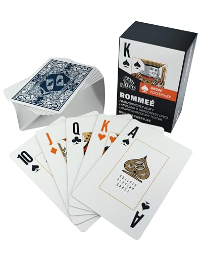 Bullets Playing Cards, Rommee Kartendeck Senioren (Französiches Blatt), Plastik, 2 Eckzeichen, Jumbo Index, 57 x 88mm von Bullets Playing Cards