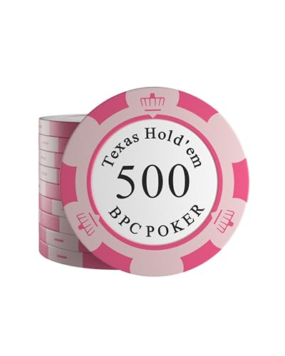 Bullets Playing Cards, 25 Clay Pokerchips Carmela für Pokerset, Wert 500-14g, 4cm Durchmesser, Farbe Rosa/Pink… Bullets Playing Cards, 25 Clay Pokerchips Carmela für Pokerset, Wert 500-14g, 4cm Durchmesser, Farbe Rosa/Pink… von Bullets Playing Cards