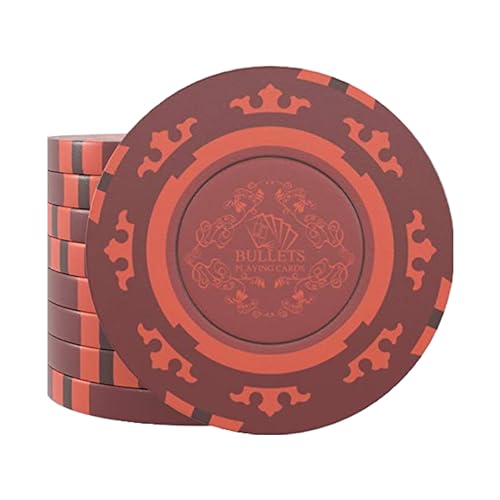 Bullets Playing Cards, 25 Clay Pokerchips Corrado für Pokerset, ohne Werte, 14g, 4cm Durchmesser, Farbe Rot… von Bullets Playing Cards