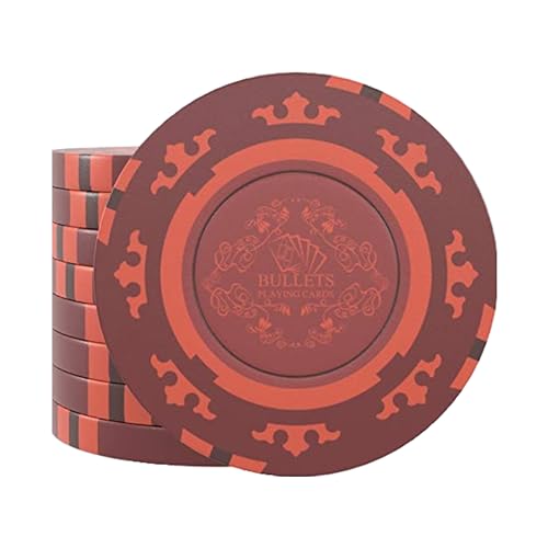 Bullets Playing Cards - 25 Clay Pokerchips Corrado für Pokerset - ohne Werte - 14g - 4cm Durchmesser - Farbe Rot…… von Bullets Playing Cards