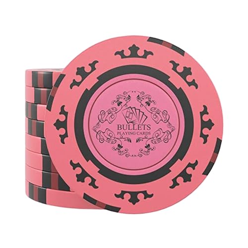 Bullets Playing Cards - 25 Clay Pokerchips Corrado für Pokerset - ohne Werte - 14g - 4cm Durchmesser - Farbe Pink…… von Bullets Playing Cards