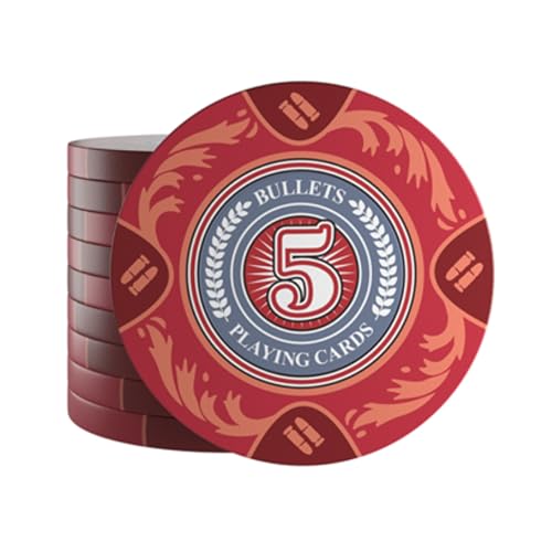 Bullets Playing Cards - 25 Clay Pokerchips Tony für Pokerset - Wert 5-14g - 4cm Durchmesser - Farbe Rot… von Bullets Playing Cards
