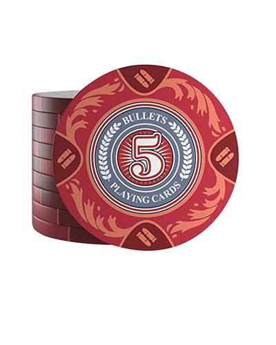 Bullets Playing Cards, 25 Clay Pokerchips Tony für Pokerset, Wert 5-14g, 4cm Durchmesser, Farbe Rot… von Bullets Playing Cards