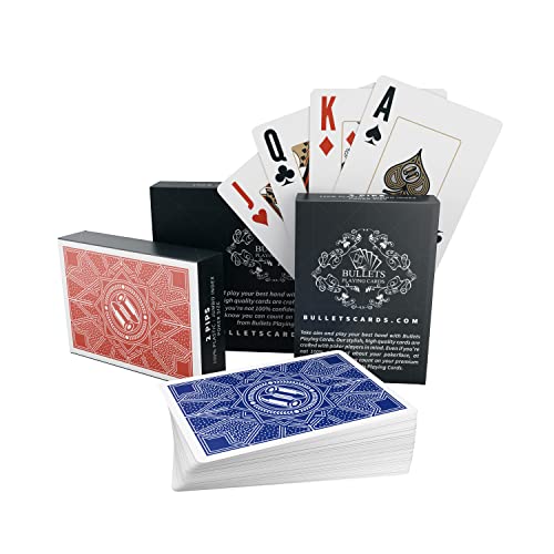 Bullets Playing Cards - Plastik Pokerkarten Paulie - Doppelpack Spielkarten - 2 Eckzeichen - Jumbo Index von Bullets Playing Cards