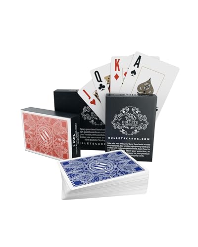 Bullets Playing Cards - Plastik Pokerkarten Paulie - Doppelpack Spielkarten - 2 Eckzeichen - Jumbo Index von Bullets Playing Cards