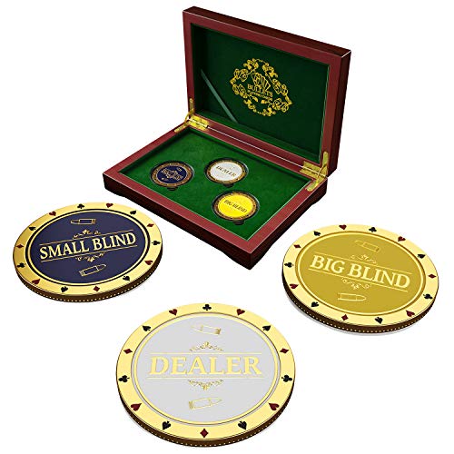 Bullets Playing Cards Dealer Button Set aus Metall, inklusive Big Blind und Small Blinds Button, auch geeignet als Card Guard von Bullets Playing Cards