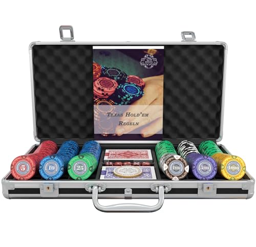 Bullets Playing Cards - Designer Pokerkoffer Tony Deluxe Pokerset mit 300 Clay Pokerchips, Poker-Anleitung, Dealer Button und Bullets Plastik Pokerkarten… von Bullets Playing Cards