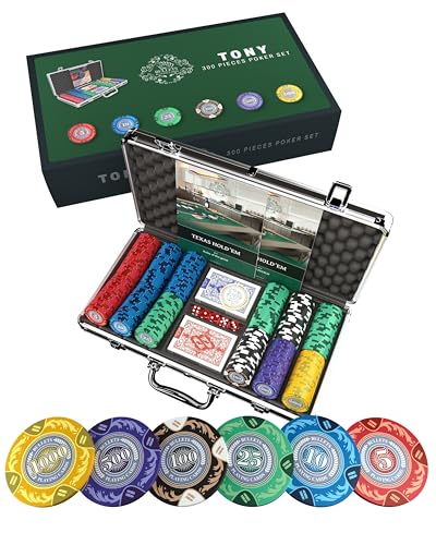 Bullets Playing Cards, Designer Pokerkoffer Tony Deluxe Pokerset mit 300 Clay Pokerchips von Bullets Playing Cards