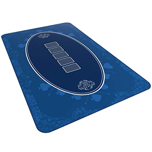 Bullets Playing Cards, Designer Pokermatte blau in 100 x 60cm, für den eigenen Pokertisch, Deluxe Pokertuch, Pokerteppich, Pokertischauflage von Bullets Playing Cards