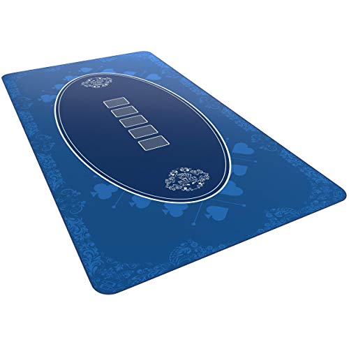 Bullets Playing Cards, Designer Pokermatte blau in 140 x 75cm für den eigenen Pokertisch, Deluxe Pokertuch, Pokerteppich, Pokertischauflage von Bullets Playing Cards
