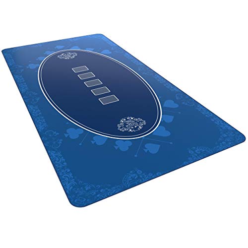 Bullets Playing Cards, Designer Pokermatte blau in 160 x 80cm für den eigenen Pokertisch, Deluxe Pokertuch, Pokerteppich, Pokertischauflage von Bullets Playing Cards