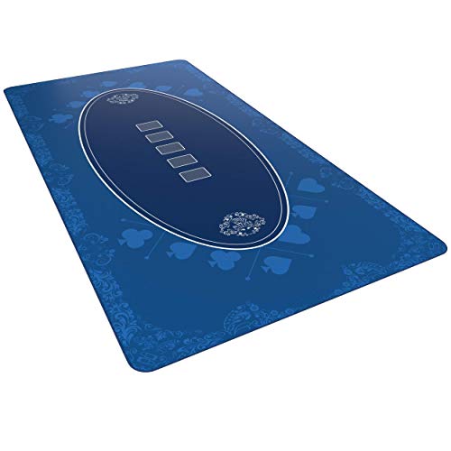 Bullets Playing Cards, Designer Pokermatte blau in 180 x 90 cm für den eigenen Pokertisch, Deluxe Pokertuch, Pokerteppich, Pokertischauflage … von Bullets Playing Cards