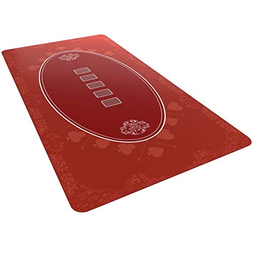 Bullets Playing Cards Designer Pokermatte rot in 160 x 80cm für den eigenen Pokertisch - Deluxe Pokertuch – Pokerteppich – Pokertischauflage von Bullets Playing Cards