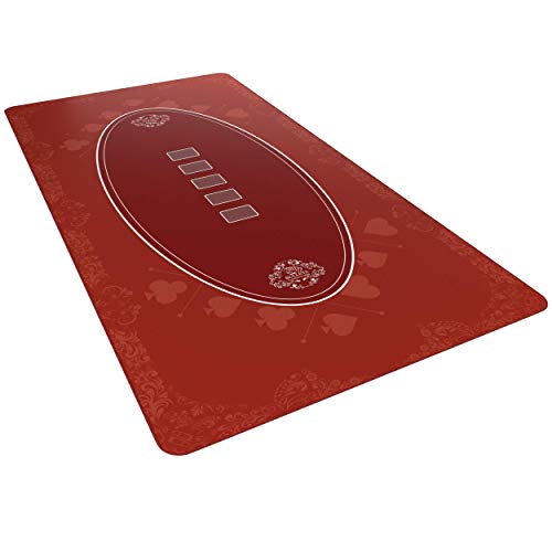Bullets Playing Cards Designer Pokermatte rot in 180 x 90 cm für den eigenen Pokertisch - Deluxe Pokertuch – Pokerteppich – Pokertischauflage … von Bullets Playing Cards
