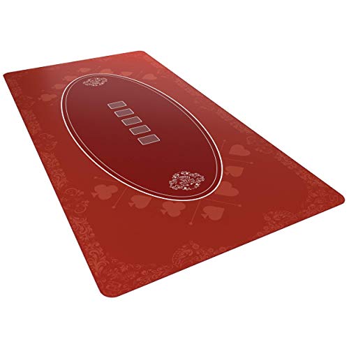 Bullets Playing Cards, Designer Pokermatte rot in 200 x 100 cm für den eigenen Pokertisch, XXL Deluxe Pokertuch, Pokerteppich, Pokertischauflage …… von Bullets Playing Cards