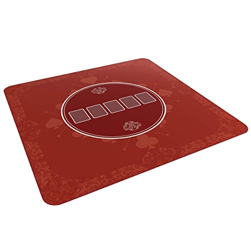 Bullets Playing Cards, Heads-Up Pokermatte Rot in 80 x 80cm für den eigenen Pokertisch, Deluxe Pokertuch, Pokerteppich, Pokertischauflage… von Bullets Playing Cards