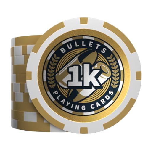 Bullets Playing Cards, Plastik Poker Chips, Christopher mit Werten, 25er Rolle (Gelb (1k)) von Bullets Playing Cards