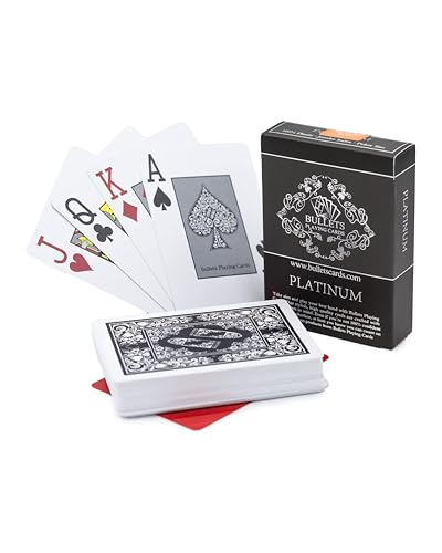 Bullets Playing Cards, Premium Pokerkarten Platinum mit Zwei Eckzeichen, Inklusive Cut-Card, Deluxe Kartenspiele mit Jumbo Index, Profi Premium Spielkarten für Texas Holdem Poker Bullets Playing Cards, Premium Pokerkarten Platinum mit Zwei Eckzeichen, Inklusive Cut-Card, Deluxe Kartenspiele mit Jumbo Index, Profi Premium Spielkarten für Texas Holdem Poker von Bullets Playing Cards