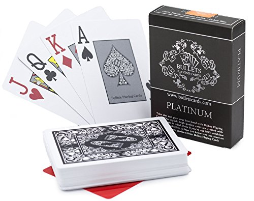 Bullets Playing Cards - Premium Pokerkarten Platinum mit Zwei Eckzeichen - Deluxe Kartenspiele mit Jumbo Index - Profi Premium Spielkarten für Texas Holdem Poker von Bullets Playing Cards