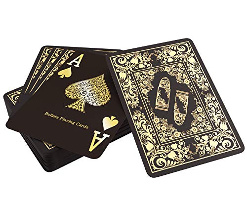 Bullets Playing Cards - Plastik Pokerkarten Black Edition - Hochglanz - 2 Eckzeichen - Jumbo Index von Bullets Playing Cards