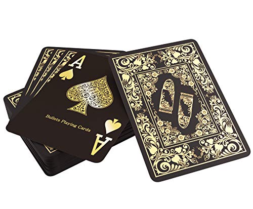 Bullets Playing Cards, Plastik Pokerkarten 'Black Edition', Hochglanz, 2 Eckzeichen, Jumbo Index, inklusive Cut-Card, Deluxe Pokerkartenspiel von Bullets Playing Cards