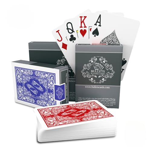 Bullets Playing Cards - 54 Plastik Pokerkarten - Doppelpack - 2 Eckzeichen - Jumbo-Index von Bullets Playing Cards