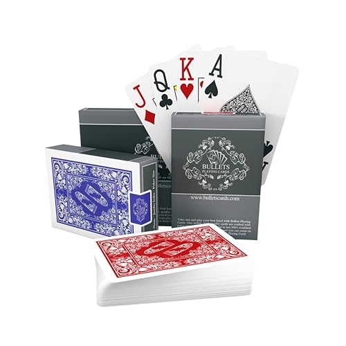 Bullets Playing Cards - 54 Plastik Pokerkarten - Doppelpack - 2 Eckzeichen - Jumbo-Index von Bullets Playing Cards