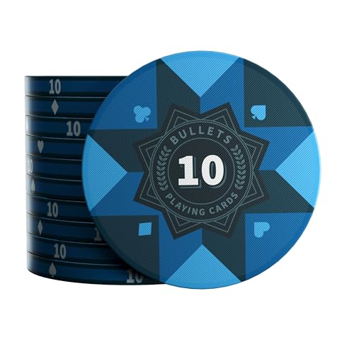 Keramik Poker Chips "Paulie" mit Werten - 25er Rolle (Blau - 10er) von Bullets Playing Cards