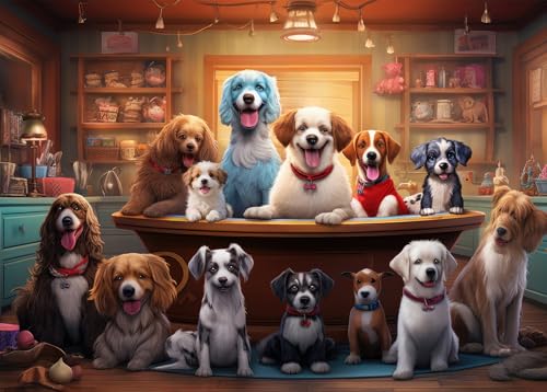 Bullglesup Puzzle für Erwachsene, groß, 777 Teile, Gruppe von Hunden, Puzzle mit Poster-Buchstaben auf der Rückseite, einzigartige Teile, passen gut, staubfrei, 69,8 x 49,8 cm von Bullglesup