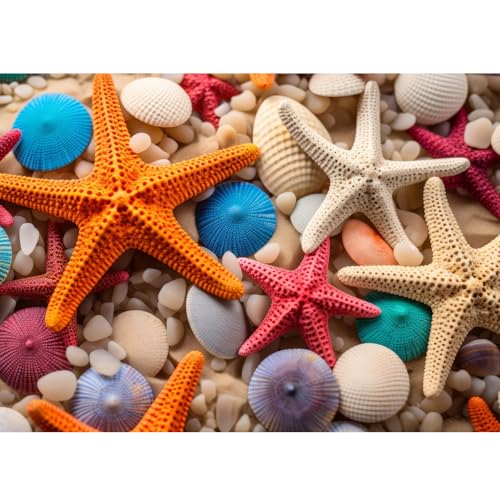 Bullglesup Puzzle für Erwachsene 1000 Teile, Starfish mit Poster, Teile Passen Perfekt Ineinander Buchstaben Auf der Rückseite Kein Staub, Geschenk für Ältere Senioren (70 x 50cm) von Bullglesup