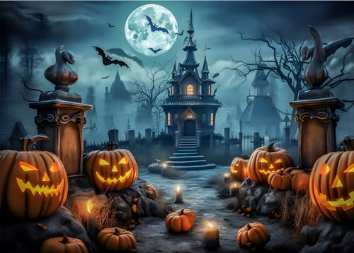 Bullglesup Puzzles für Erwachsene, 1000 Teile, Halloween-Nacht-Puzzle mit Poster-Buchstaben auf der Rückseite, einzigartige Teile, passen gut, staubfrei (69,8 x 49,8 cm) von Bullglesup