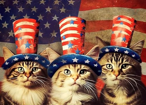 Bullglesup Puzzles für Erwachsene, 1000 Teile, Juli 4 Katzen Puzzle mit Poster-Buchstaben auf der Rückseite, einzigartige Teile passen gut, kein Staub, Heimdekoration Bullglesup Puzzles für Erwachsene, 1000 Teile, Juli 4 Katzen Puzzle mit Poster-Buchstaben auf der Rückseite, einzigartige Teile passen gut, kein Staub, Heimdekoration von Bullglesup