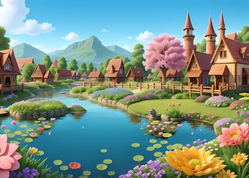 Bullglesup Puzzles für Erwachsene, 1000 Teile, Teich-Puzzle mit Poster-Buchstaben auf der Rückseite, einzigartige Teile passen gut, staubfrei (69,8 x 49,8 cm) von Bullglesup