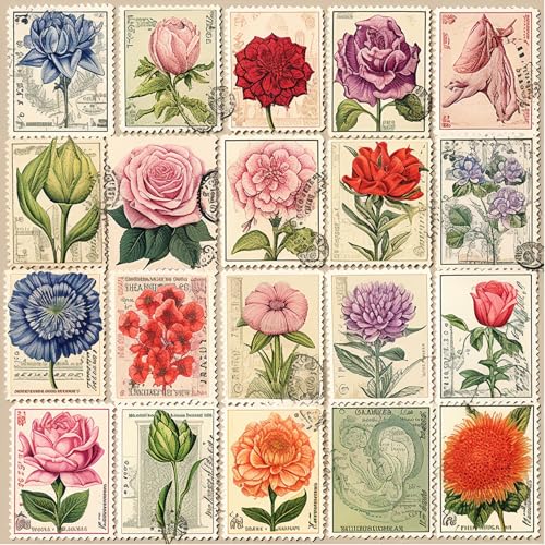 Bullglesup Puzzles für Erwachsene, 1024 Teile, Blooming Stamps Puzzle mit Poster-Buchstaben auf der Rückseite, einzigartige Teile passen gut, staubfrei, 49,8 x 49,8 cm von Bullglesup