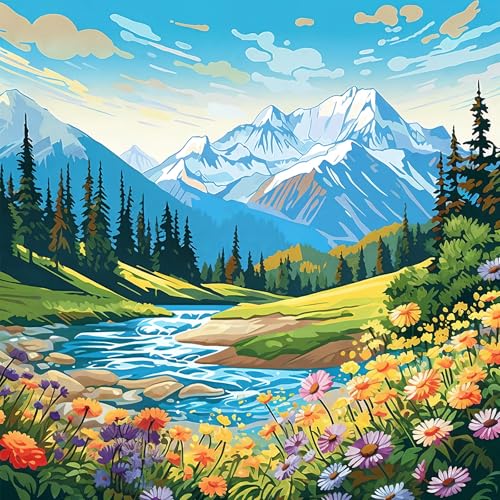 Bullglesup Puzzles für Erwachsene, 1024 Teile, Fluss mit Schildkröte mit Schmetterlingen, Puzzle mit Posterbuchstaben auf der Rückseite, einzigartige Teile passen gut, kein Staub (49,8 x 49,8 cm) von Bullglesup