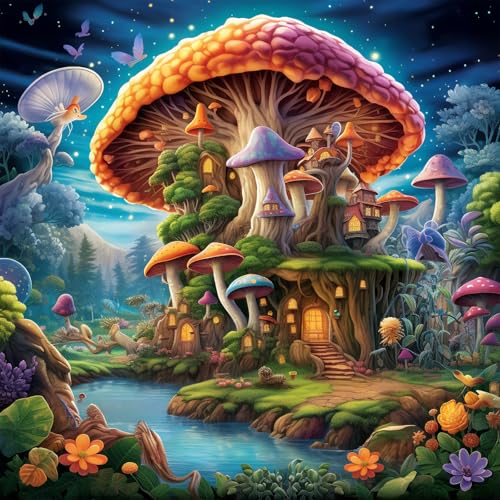Bullglesup Puzzles für Erwachsene, 1024 Teile, Pilz-Puzzle mit Poster-Buchstaben auf der Rückseite, einzigartige Teile passen gut, staubfrei (49,8 x 49,8 cm) von Bullglesup