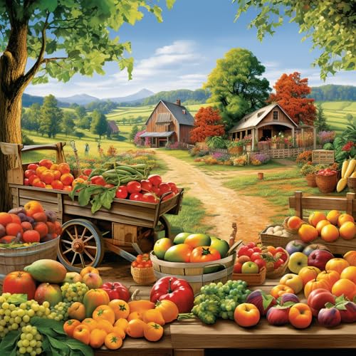 Bullglesup Puzzles für Erwachsene, 1024 Teile, geerntetes Produkt mit Schmetterlingen, Puzzle mit Posterbuchstaben auf der Rückseite, einzigartige Teile passen gut, kein Staub (60 x 45 cm) von Bullglesup