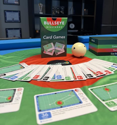 Bullseye Billiards Kartenspiele - Pool-Trainingshilfe, 200 Übungs-Shotkarten, 10 Spielformate, Einzel- und Mehrspieler von Bullseye Billiards