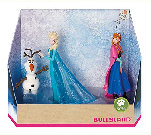 Bullyland 13446 - Spielfiguren Set Prinzessin Elsa, Anna und Olaf aus Walt Disney Die Eiskönigin, detailgetreu, ideal als kleines Geschenk für Kinder ab 3 Jahren von Bullyland