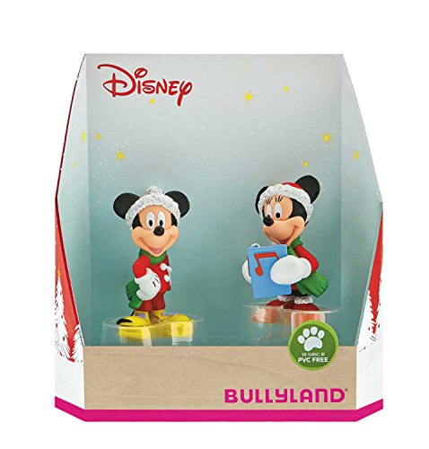 Bullyland 15074 - Spielfiguren Set Walt Dinsey Mickey & Minnie Mouse zu Weihnachten, detailgetreu, als kleines Geschenk für Kinder ab 3 Jahren von Bullyland