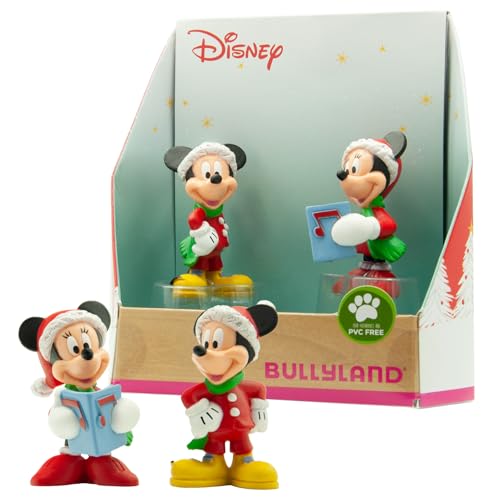 Bullyland 15074 - Spielfiguren Set Walt Dinsey Mickey & Minnie Mouse zu Weihnachten, detailgetreu, als kleines Geschenk für Kinder ab 3 Jahren von Bullyland