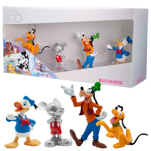 Bullyland 15150 - 100 Jahre Disney Jubiläumsset mit Mickey Mouse, Pluto, Goofy, Donald Duck, ideal als kleines Geschenk für Kinder ab 3 Jahren von Bullyland